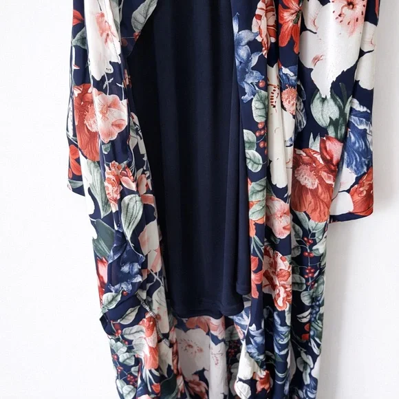 Floral Flounce Sleeve Boho Chic Maxi Faux Wrap Dress Cottagecore Coastal Small - Picture 10 of 11